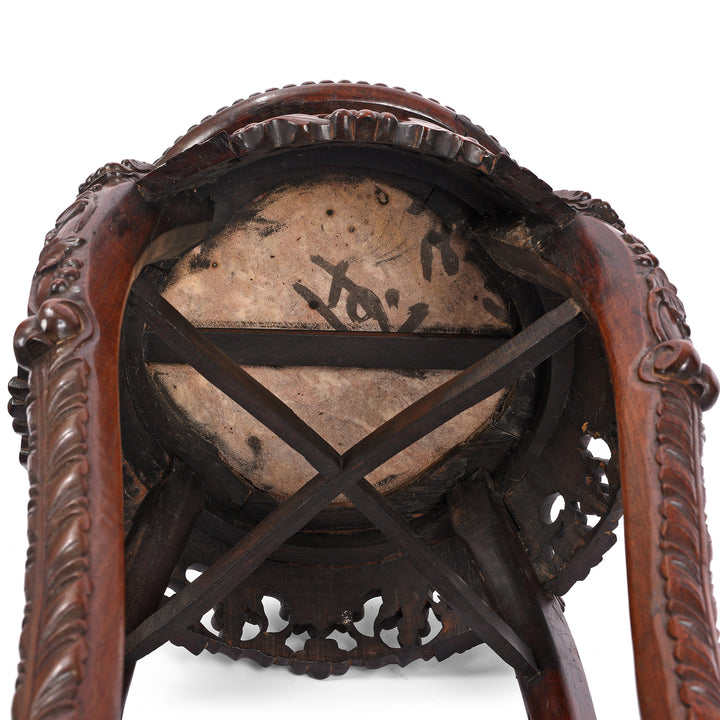 Chinese Hongmu Jardinière Stand With Inset Marble - Late 19th Century