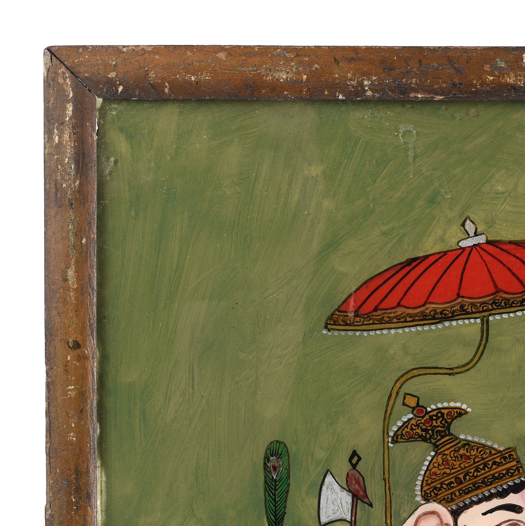 Frame Detail From Antique Indian Reverse Glass Painting of Ganesh - Late 19th Century | Indigo Antiques