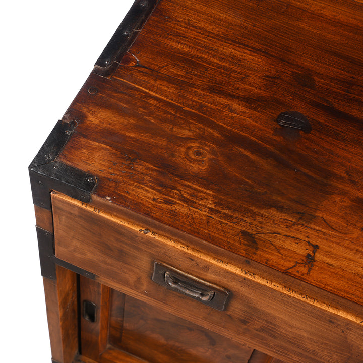 Top Detail From Antique Japanese Maple Choba Dansu Chest - Taisho Era | Indigo Antiques