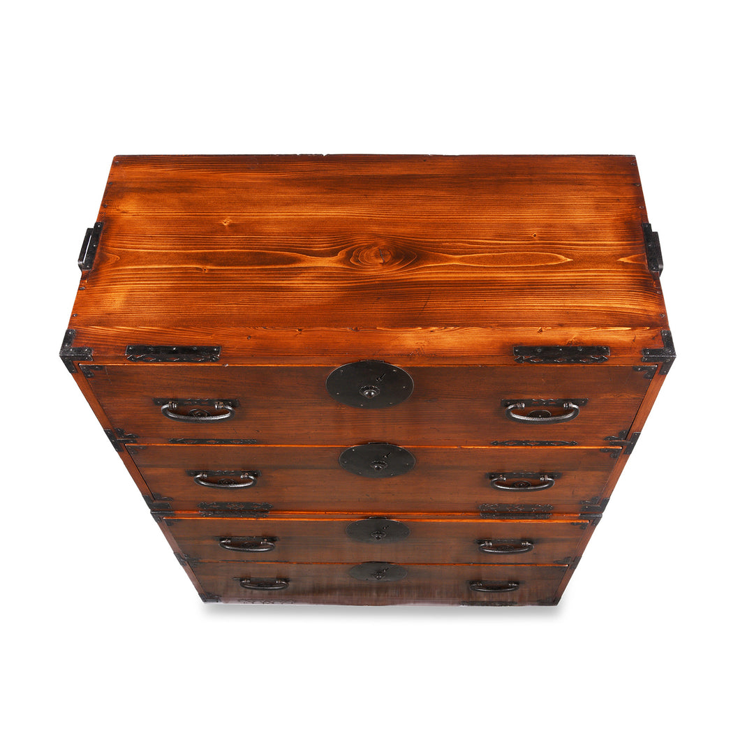 Top Down View Of Antique  Kasane Isho Dansu Chest From Tokyo - Taisho Era | Indigo Antiques