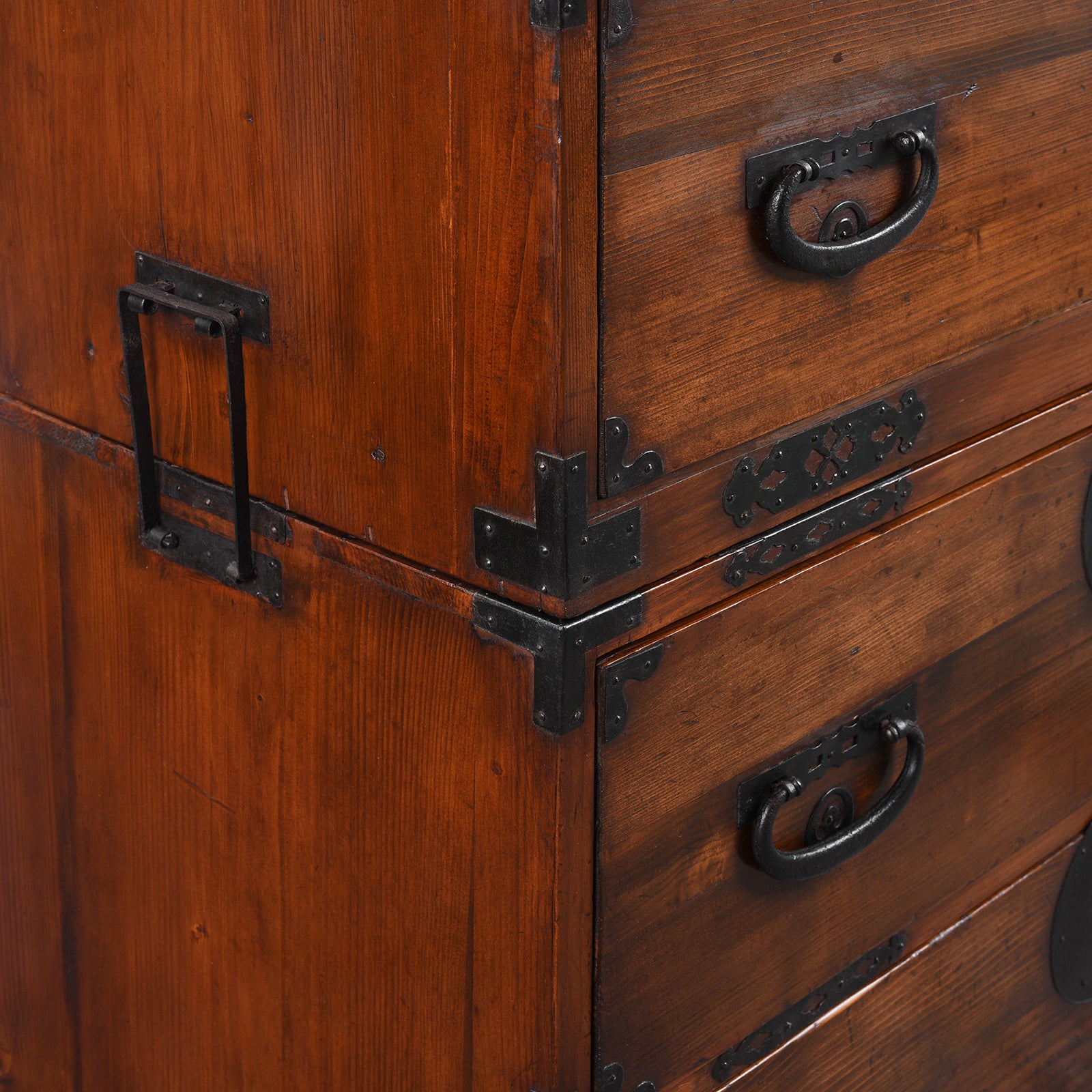 Binding Detail From Antique  Kasane Isho Dansu Chest From Tokyo - Taisho Era | Indigo Antiques