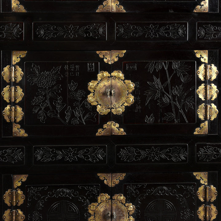 Detail From Korean Lacquer Samch'ung Jang Cabinet on Stand - Paulownia | Indigo Antques