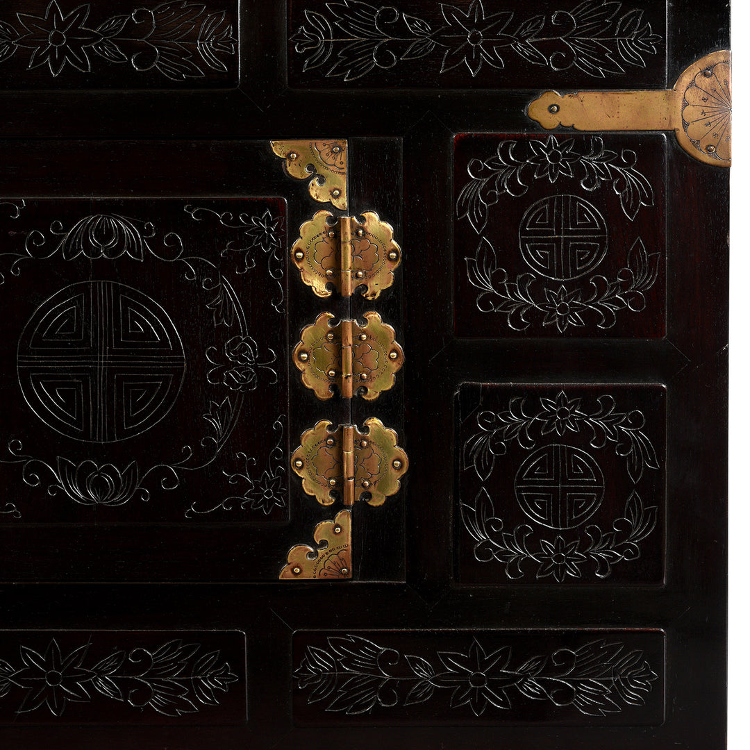 Detail From Korean Lacquer Samch'ung Jang Cabinet on Stand - Paulownia | Indigo Antques