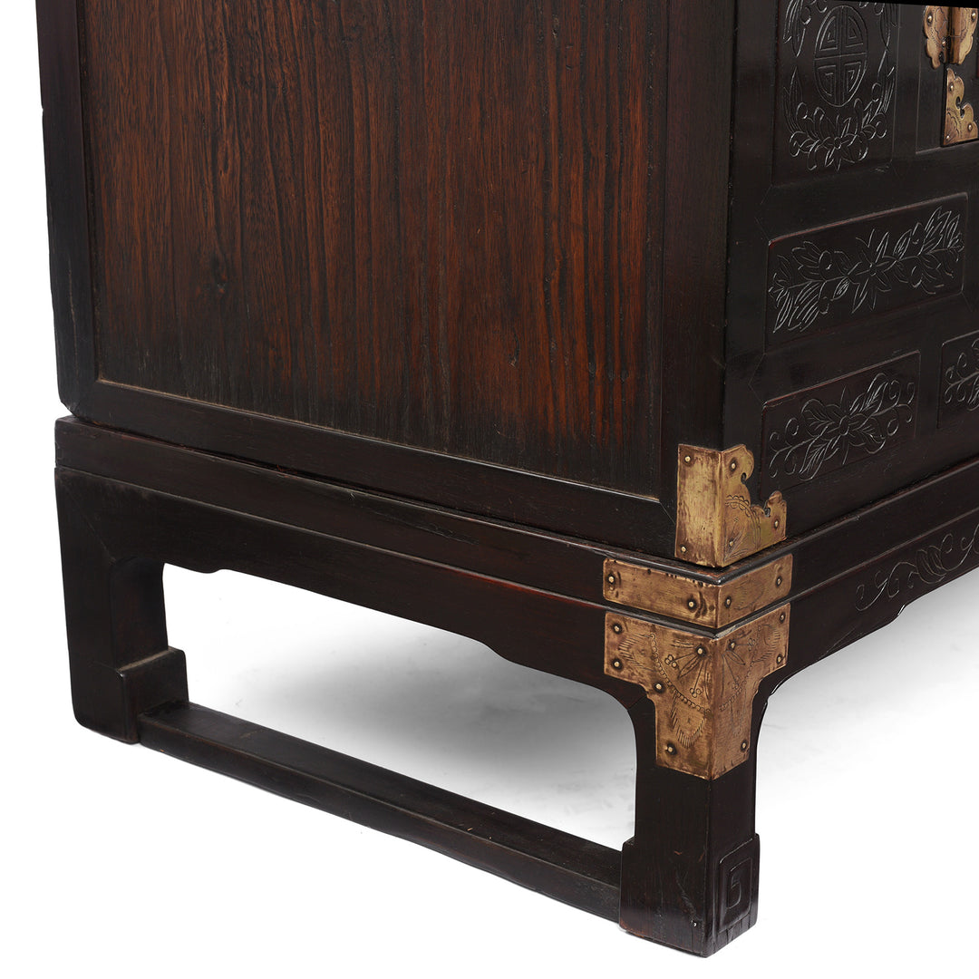 Detail From Korean Lacquer Samch'ung Jang Cabinet on Stand - Paulownia | Indigo Antques