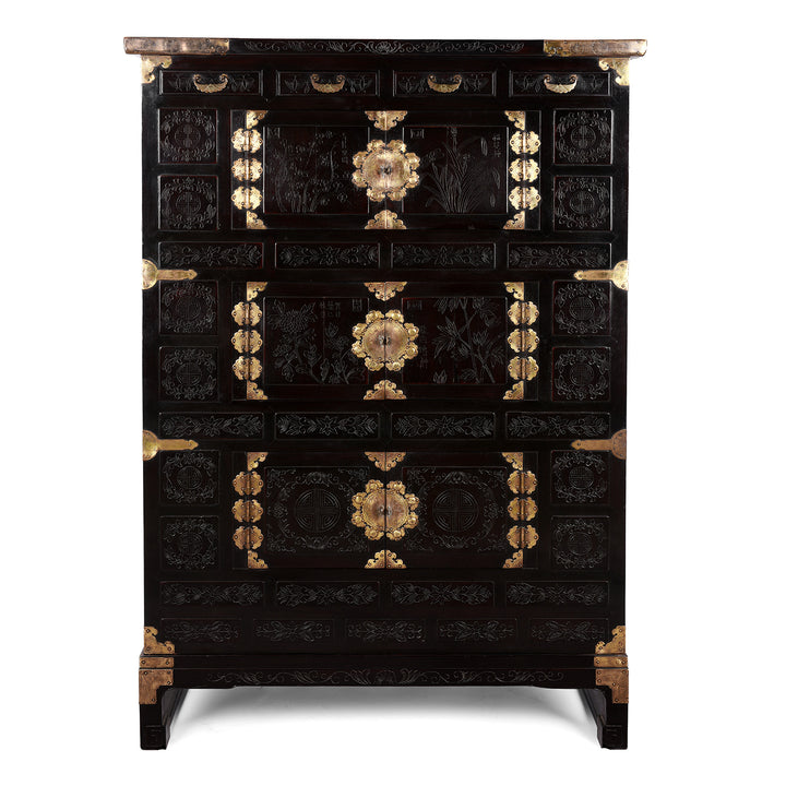 Korean Lacquer Samch'ung Jang Cabinet on Stand - Paulownia | Indigo Antques