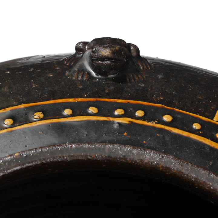 Frog Detail From Reproduction Glazed Martaban Jar | Indigo Antiques