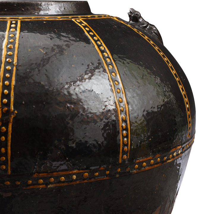 Banding Detail From Reproduction Glazed Martaban Jar | Indigo Antiques