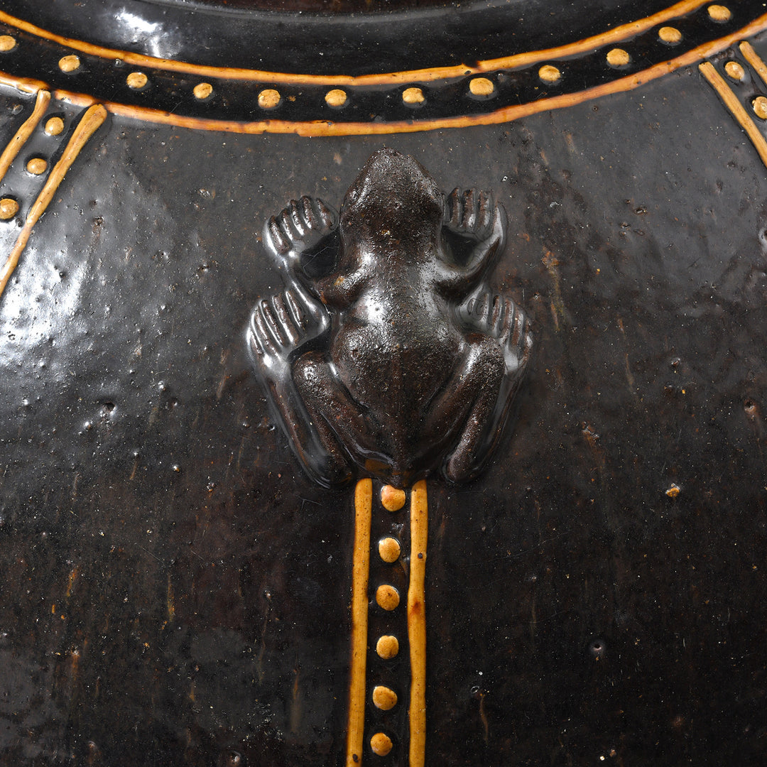 Frog Detail From Reproduction Glazed Martaban Jar | Indigo Antiques
