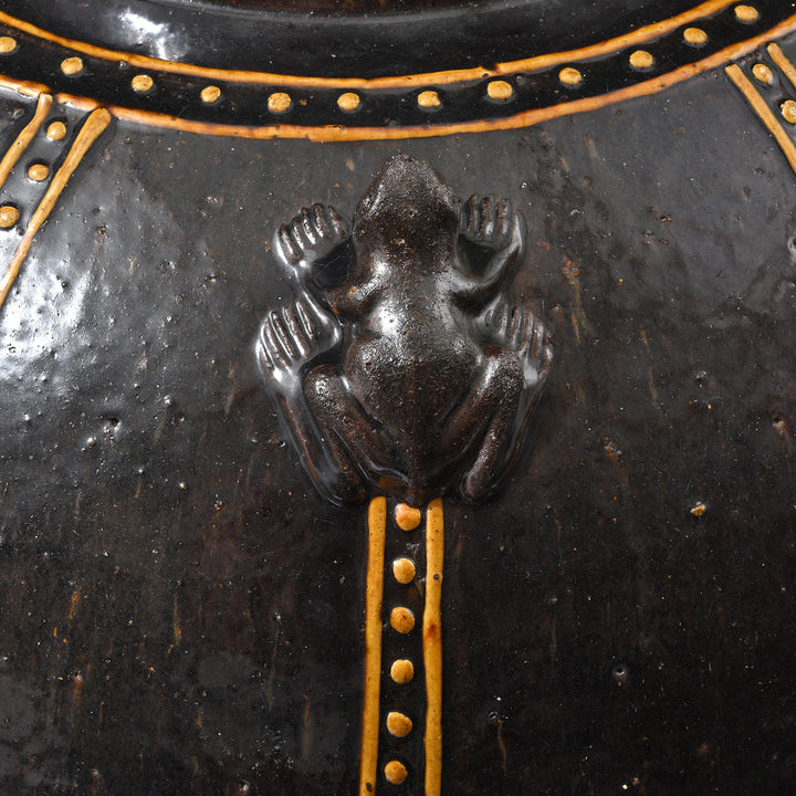 Frog Detail From Reproduction Glazed Martaban Jar | Indigo Antiques