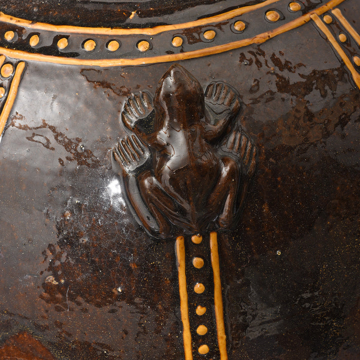 Frog Detail From Reproduction Glazed Martaban Jar | Indigo Antiques