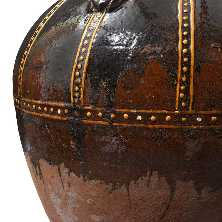 Banding Detail From Reproduction Glazed Martaban Jar | Indigo Antiques