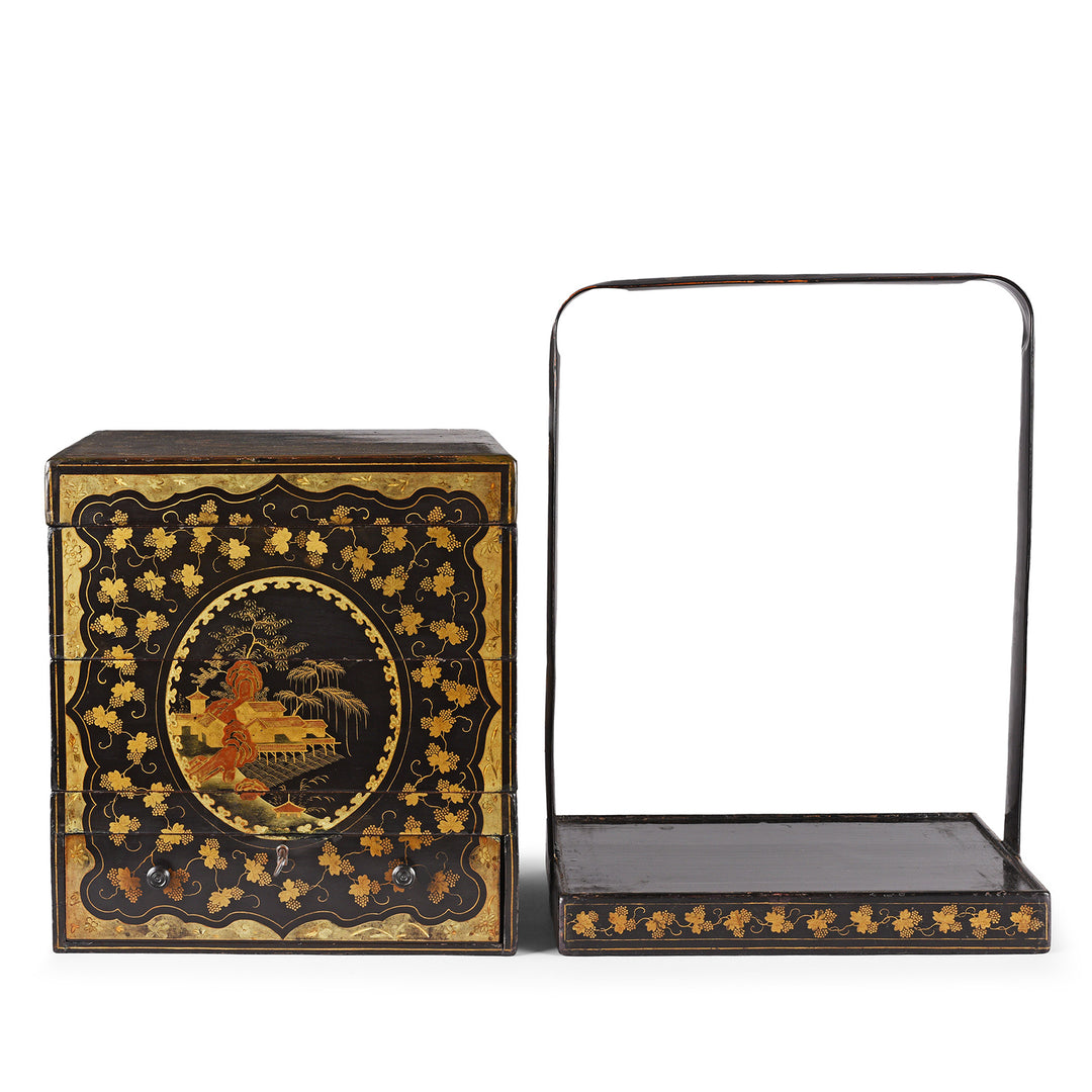 Antique Chinoiserie Lacquer Stacking Haberdashery Box | Indigo Antiques