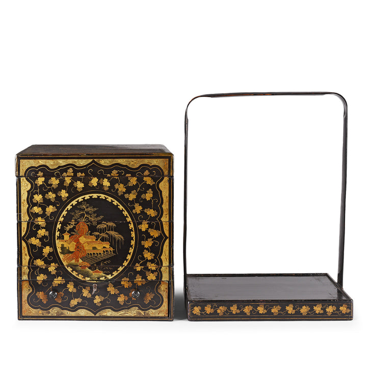 Antique Chinoiserie Lacquer Stacking Haberdashery Box | Indigo Antiques