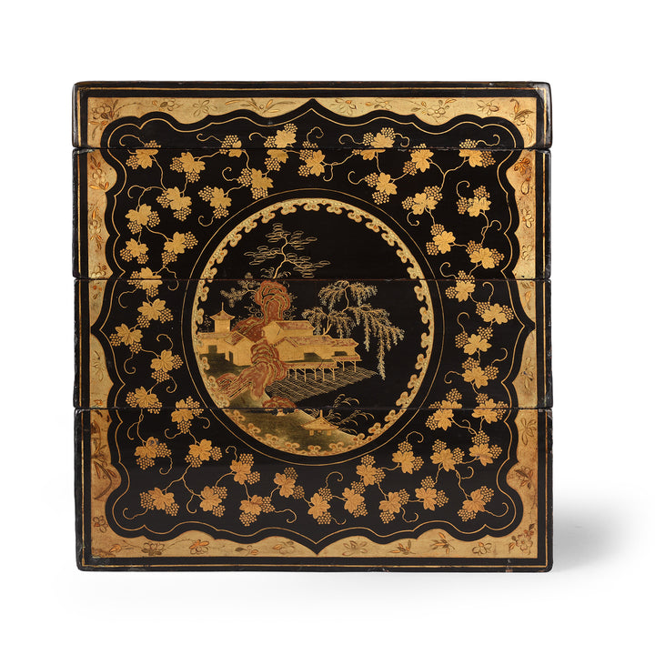 Antique Chinoiserie Lacquer Stacking Haberdashery Box | Indigo Antiques