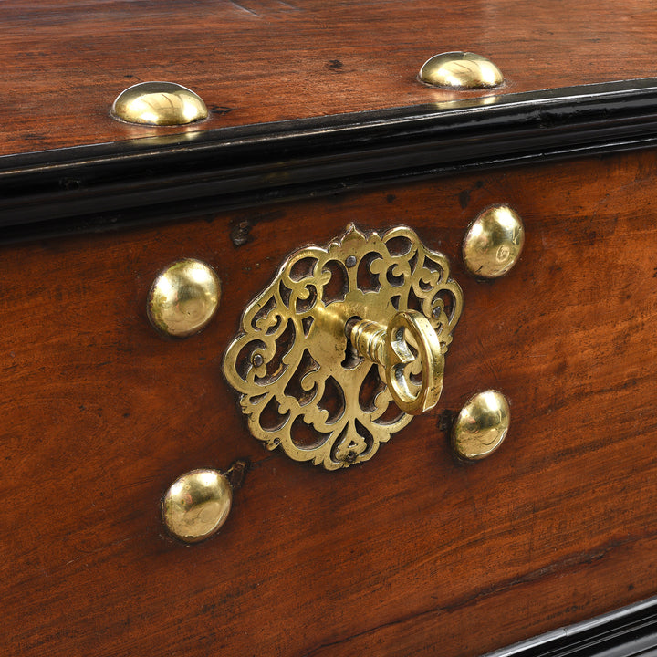 Metalwork Detail From Antique Indo-Dutch Jackfruit Chest on Stand From Ceylon -18th Century | Indigo Antiques