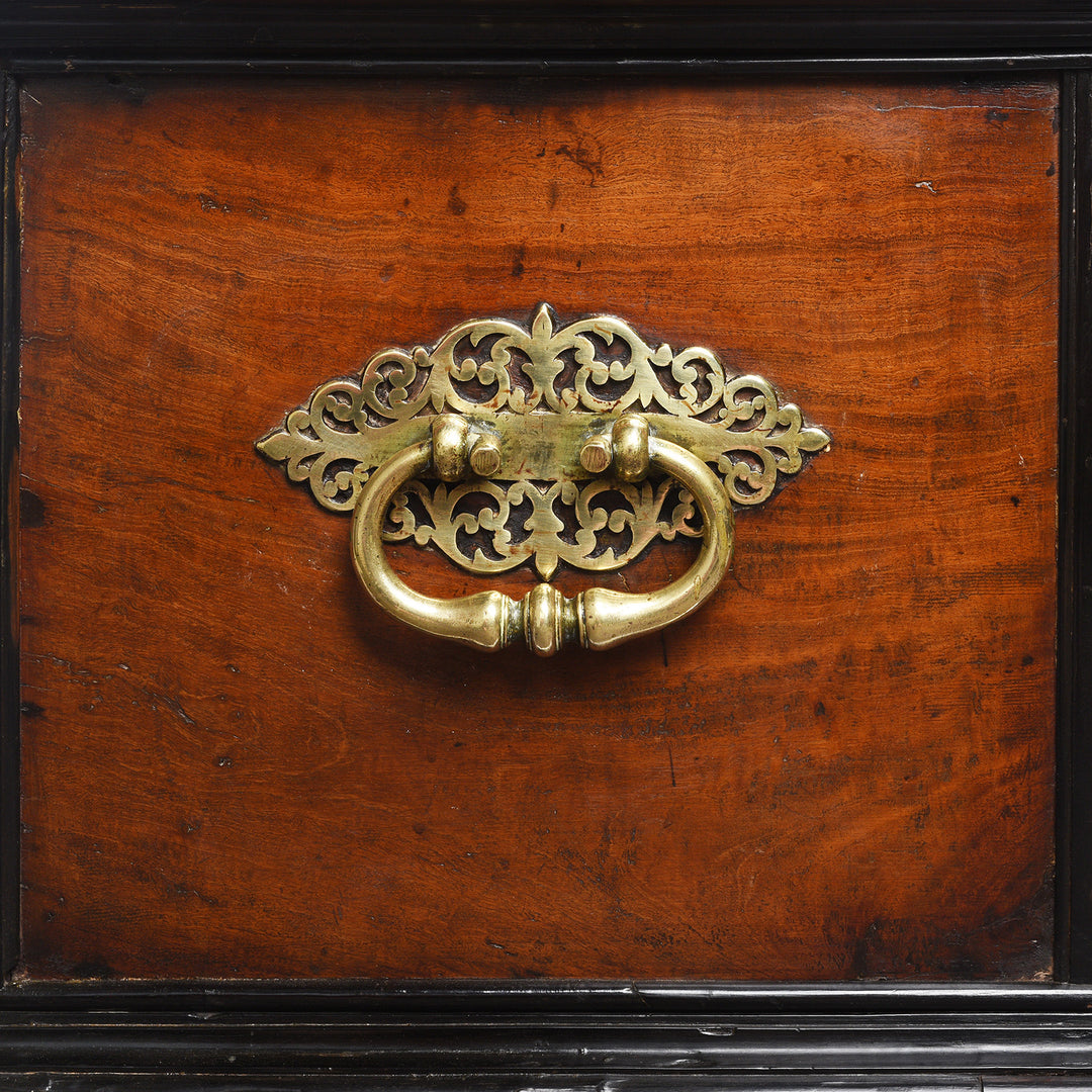 Handles Detail From Antique Indo-Dutch Jackfruit Chest on Stand From Ceylon -18th Century | Indigo Antiques