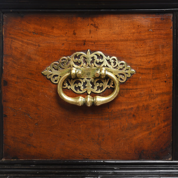 Handles Detail From Antique Indo-Dutch Jackfruit Chest on Stand From Ceylon -18th Century | Indigo Antiques
