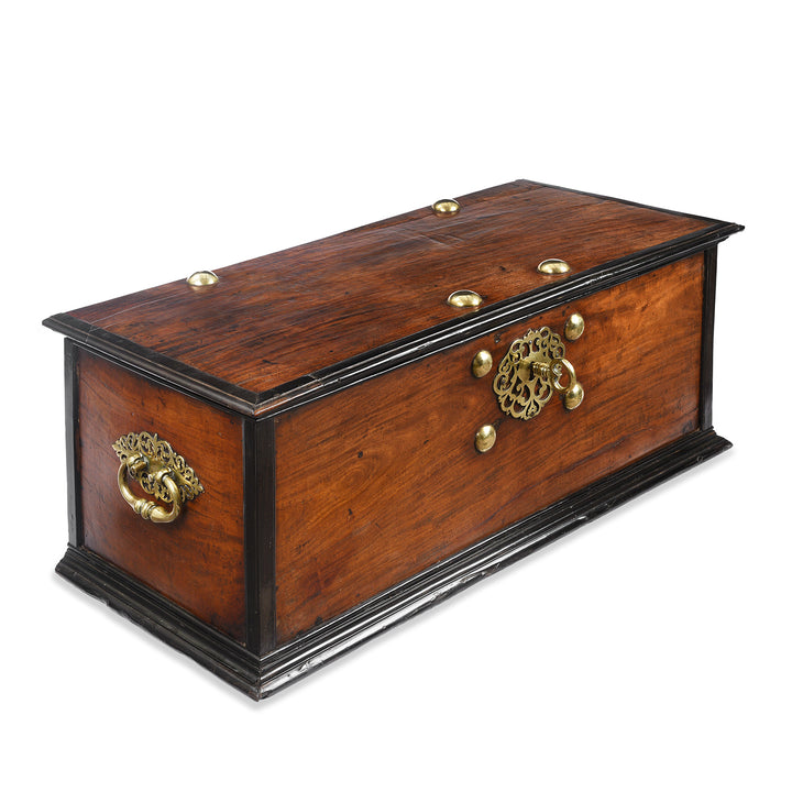 Angled View Of Antique Indo-Dutch Jackfruit Chest on Stand From Ceylon -18th Century | Indigo Antiques