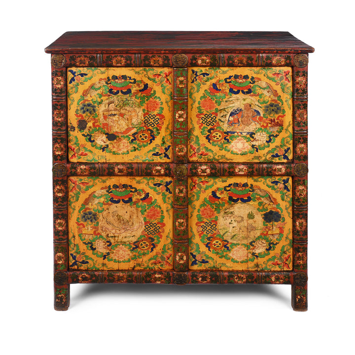 Antique Tibetan Painted Altar Cabinet -  Late 19th Century | Indigo Antiques