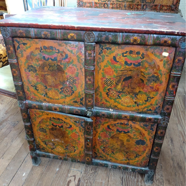 Painted Tibetan Altar Cabinet -  Late 19th Century