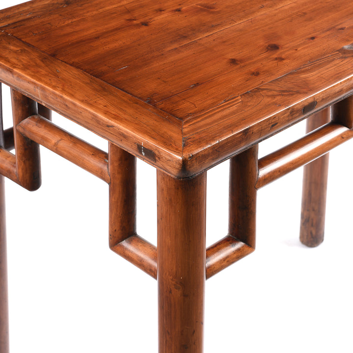 Corner Detail From Antique Cypress & Cedarwood Chinese Wine Table - Ca 1920's | Indigo Antiques