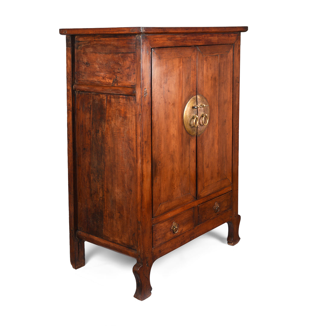 Angled VIew Of Antique Chinese Walnut Cabinet From Gansu | Indigo Antiques