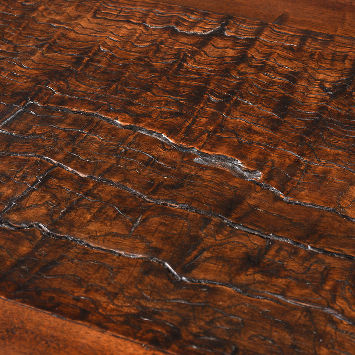 Detail From Top Of Antique Walnut & Mulberry Half Table From Gansu - 19th Century| indigo Antiques