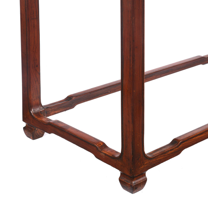 Leg Detail From Reproduction Red Elm Half Table | indigo Antiques