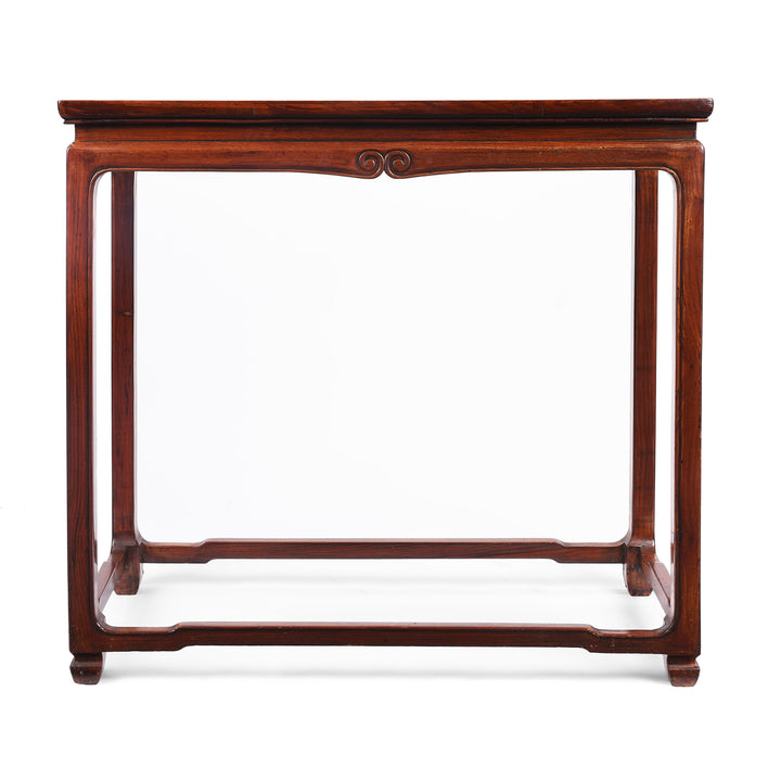 Back Of Reproduction Red Elm Half Table | indigo Antiques
