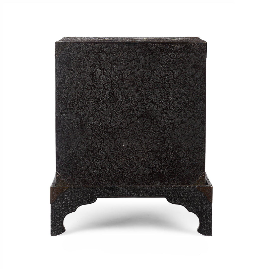 Japanese Black Lacquer Kodansu Jewellery Cabinet - Meiji Period