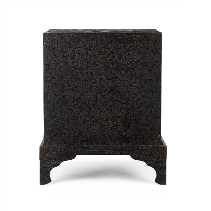Japanese Black Lacquer Kodansu Jewellery Cabinet - Meiji Period