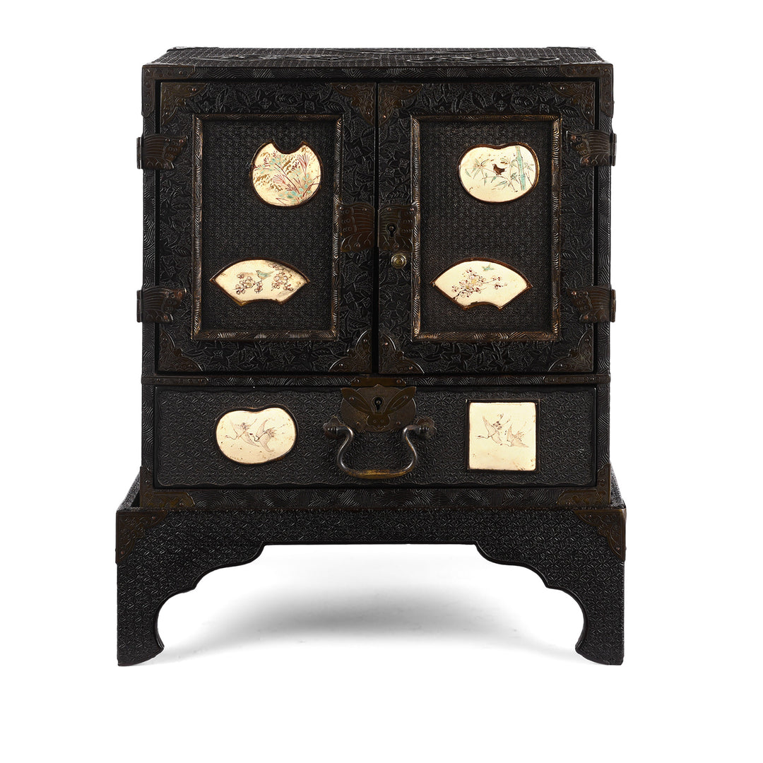 Antique Japanese Black Lacquer Kodansu Jewellery Cabinet - Meiji Period | Indigo Antiques