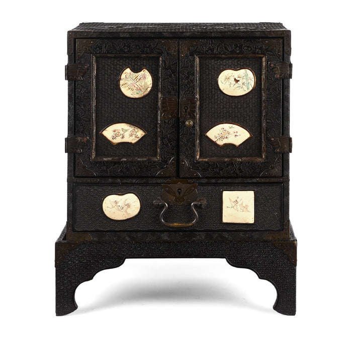 Antique Japanese Black Lacquer Kodansu Jewellery Cabinet - Meiji Period | Indigo Antiques