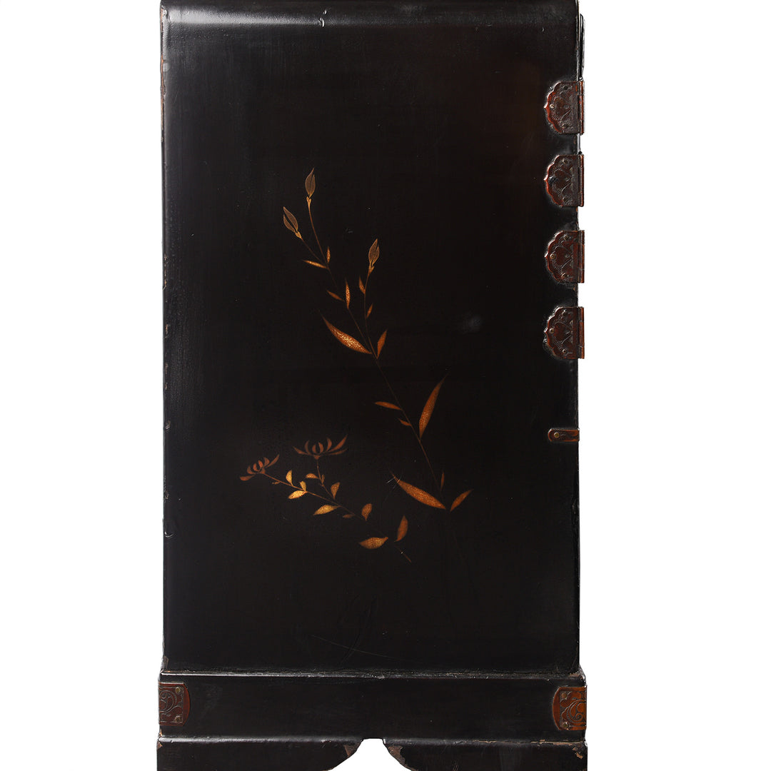 Side Detail From Antique Japanese Black Lacquer Kodansu Jewellery Cabinet - Meiji Period | Indigo Antiques
