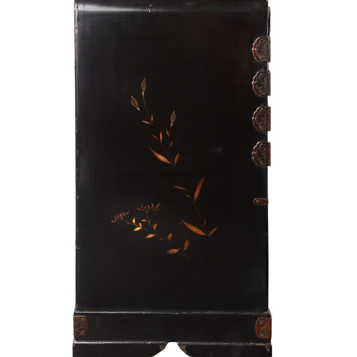 Side Detail From Antique Japanese Black Lacquer Kodansu Jewellery Cabinet - Meiji Period | Indigo Antiques