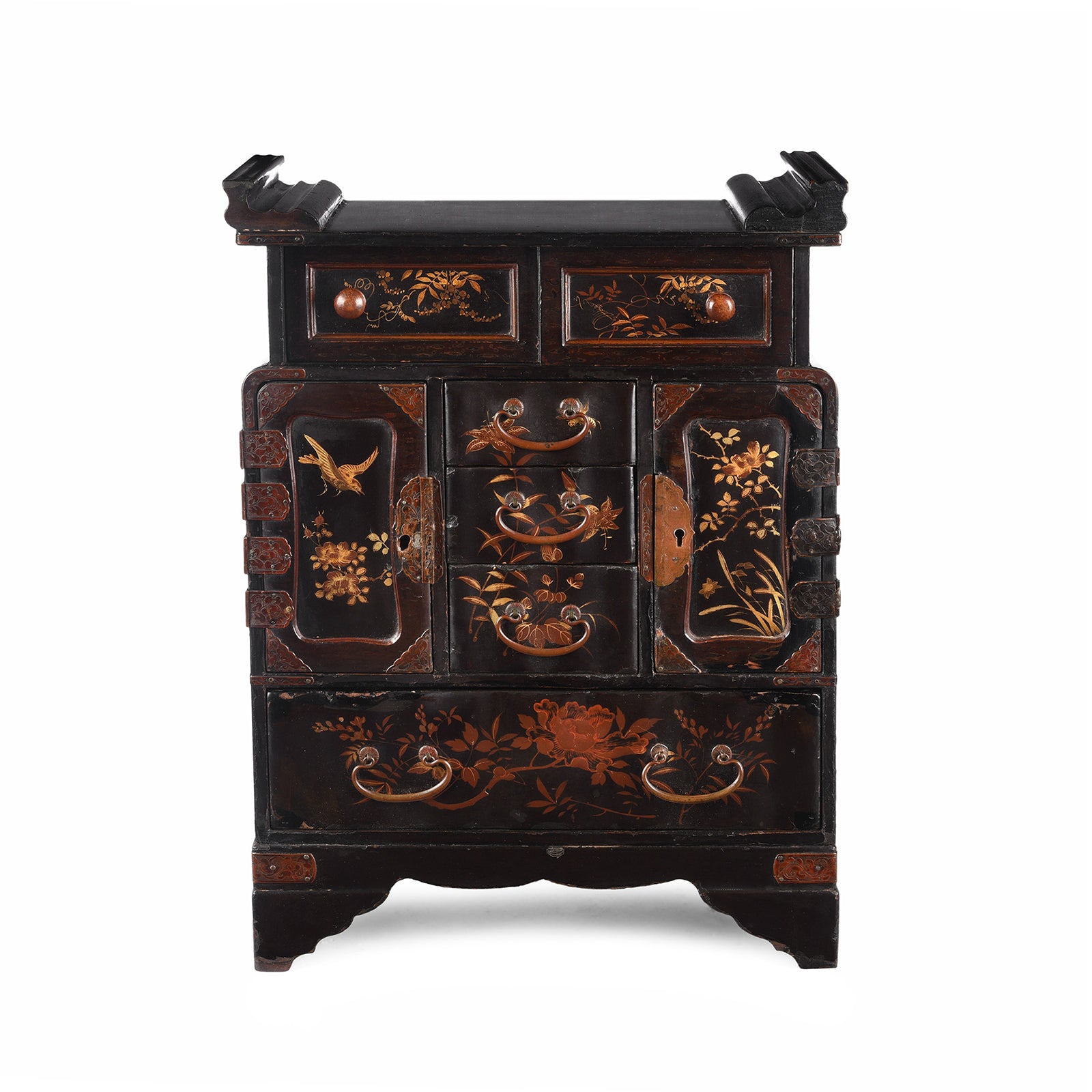 Japanese Gilt Lacquer Kodansu Jewellery Cabinet - Meiji Period Japanese Gilt Lacquer Kodansu Jewellery Cabinet - Meiji Period