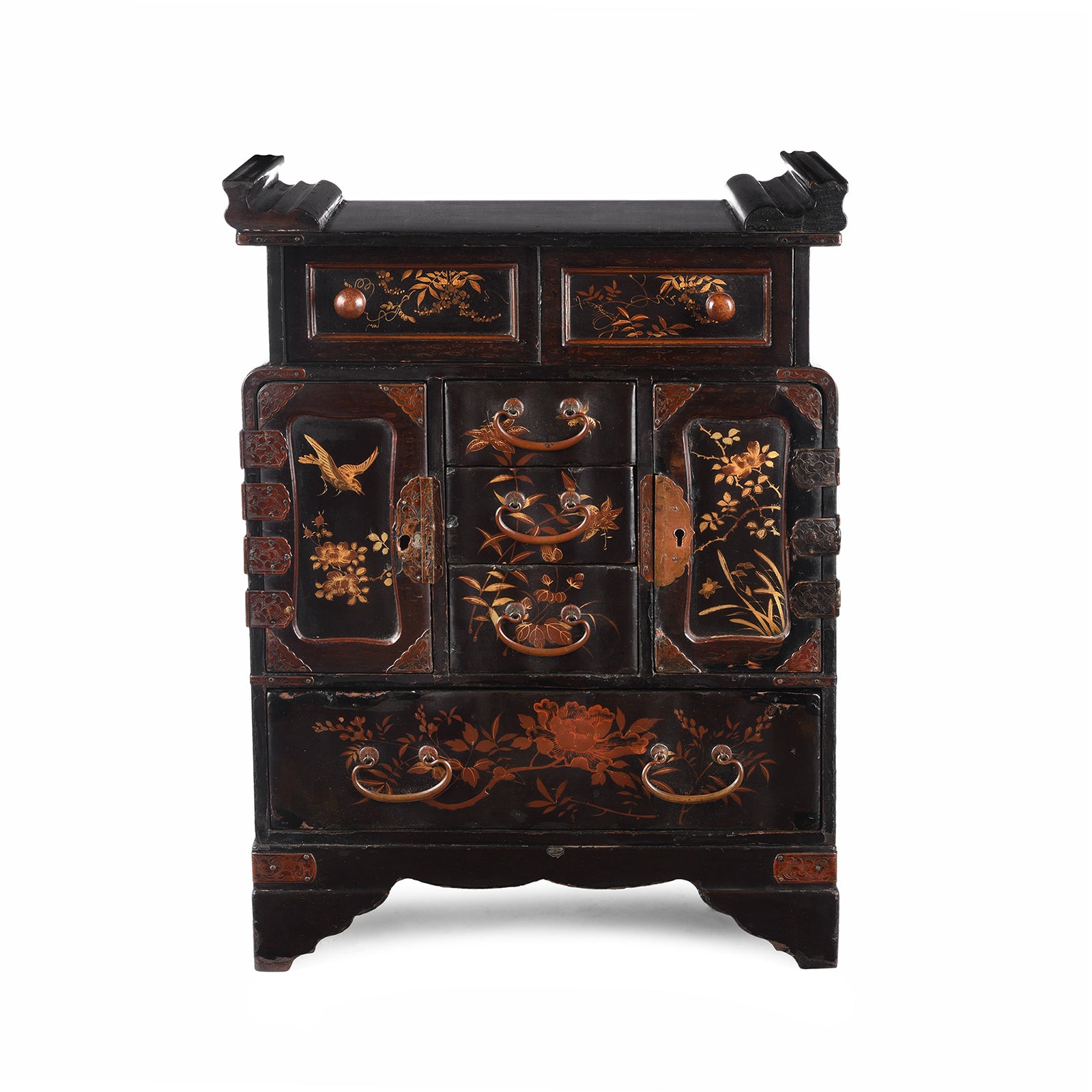 Antique Japanese Black Lacquer Kodansu Jewellery Cabinet - Meiji Period | Indigo Antiques