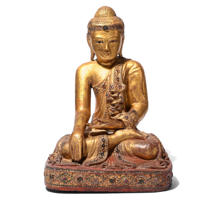 Antique Gilded Teak Burmese Sitting Buddha from Mandalay - Ca 1910 | Indigo Antiques