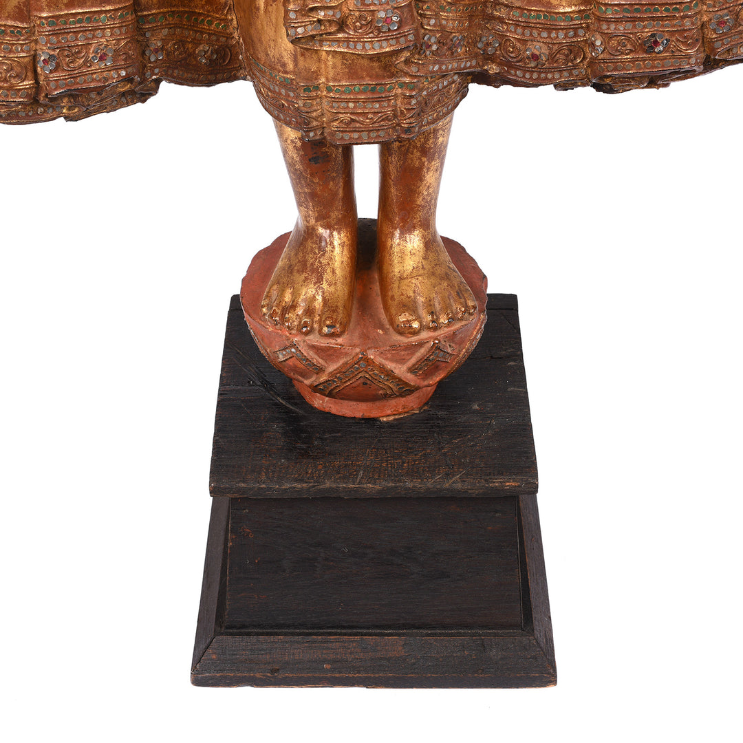 Feet Detail From Antique Gilded Teak Burmese Standing Buddha from Mandalay | Indigo Antiques