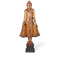 Gilded Teak Burmese Standing Buddha from Mandalay - 19th Century