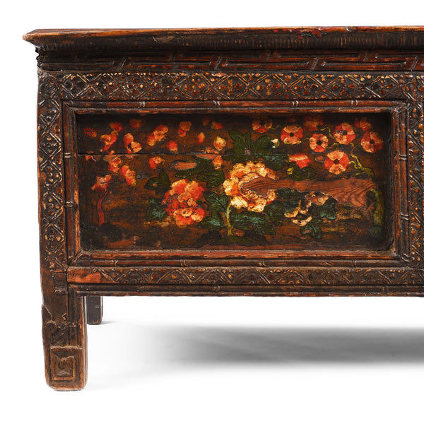 Painted Floral Choksar Prayer Table from Tibet - 19th Century