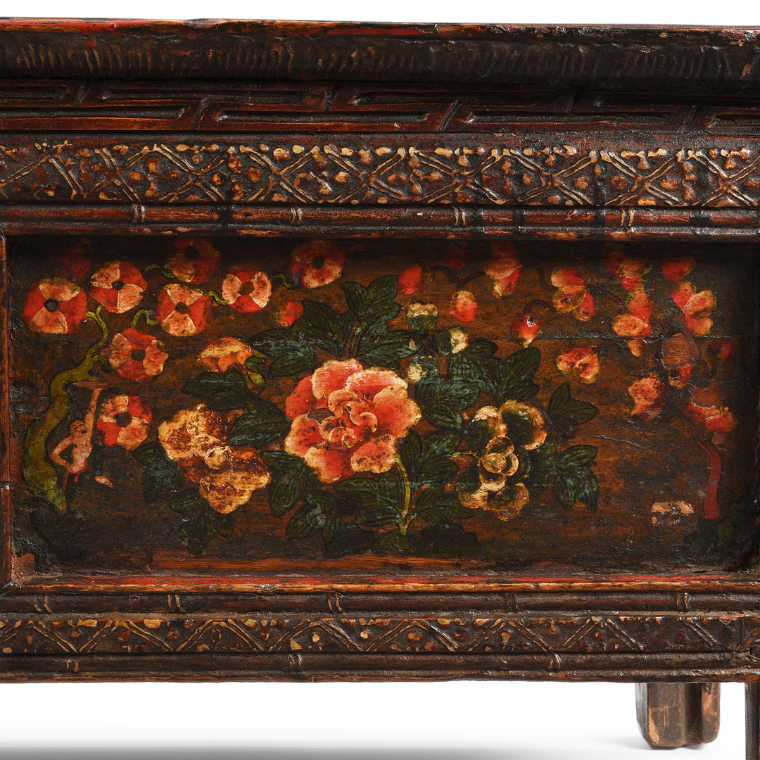 Paintwork Detail From Antique Painted Choksar Prayer Table from Tibet | Indigo Antiques