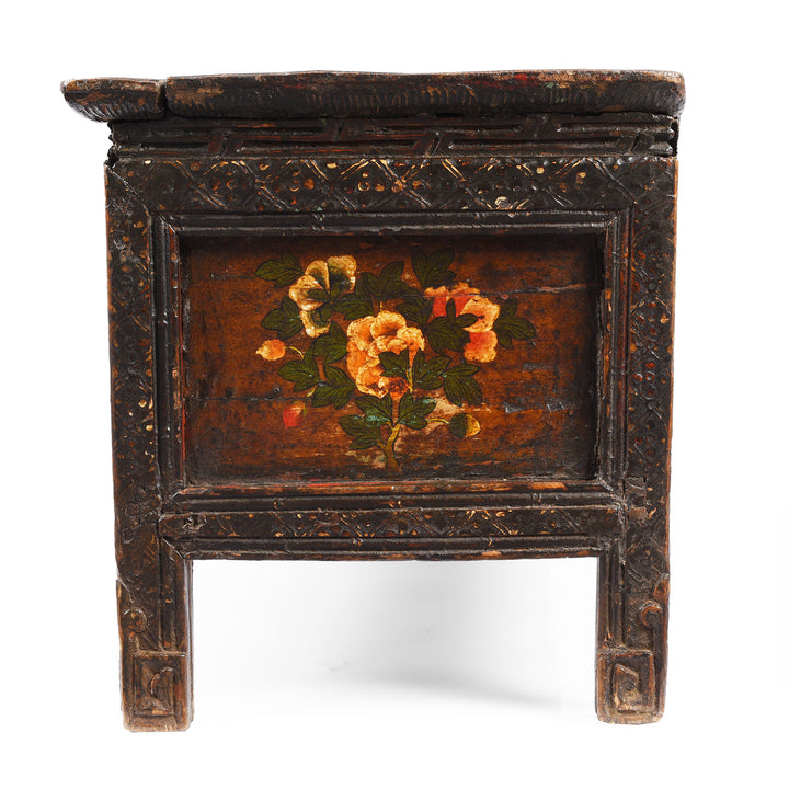 End Detail From Antique Painted Choksar Prayer Table from Tibet | Indigo Antiques