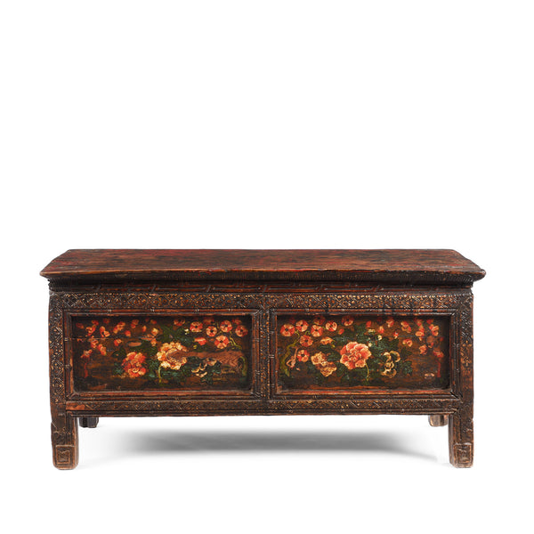 Painted Floral Choksar Prayer Table from Tibet - 19th Century