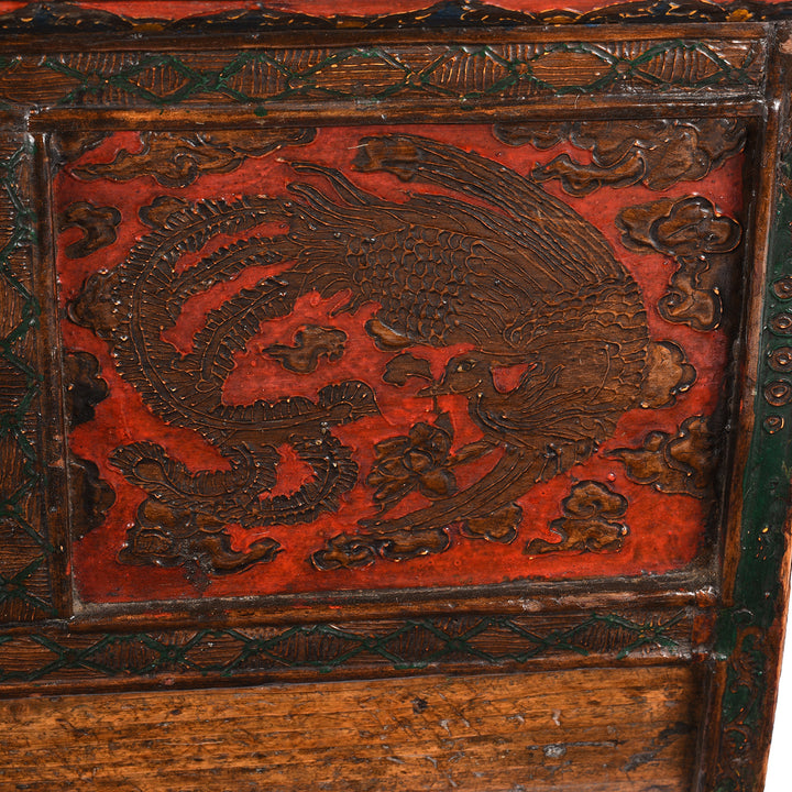 Bird Detail From Antique Painted Dragon Choksar Prayer Table from Tibet | Indigo Antiques