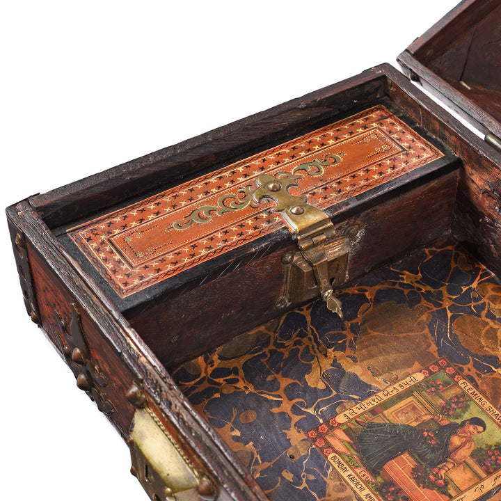 Box Compartment Detail From Antique Painted Betel Nut Box From Kerala | Indigo Antiques