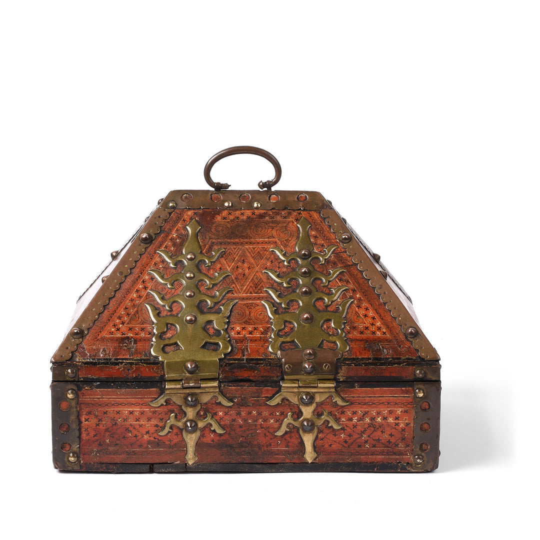 Back Of Antique Painted Betel Nut Box From Kerala | Indigo Antiques