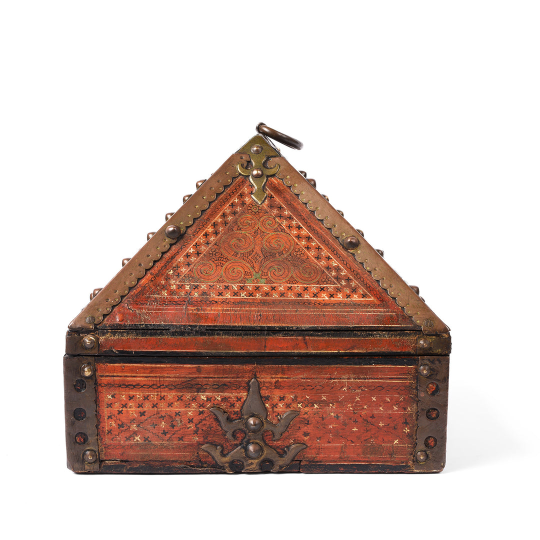 Side Of Antique Painted Betel Nut Box From Kerala | Indigo Antiques