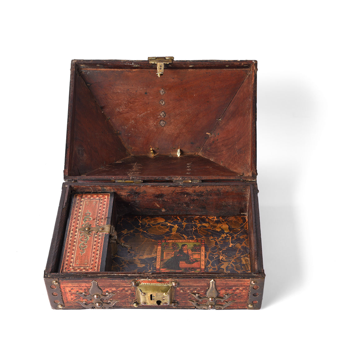 Interior Of Antique Painted Betel Nut Box From Kerala | Indigo Antiques