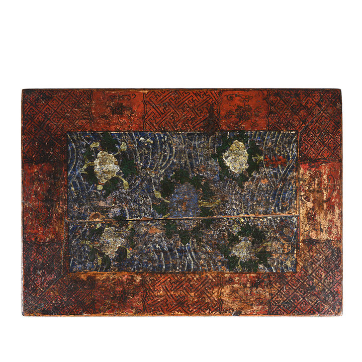 Top Down View Of Antique Painted Choksar Prayer Table from Tibet | Indigo Antiques